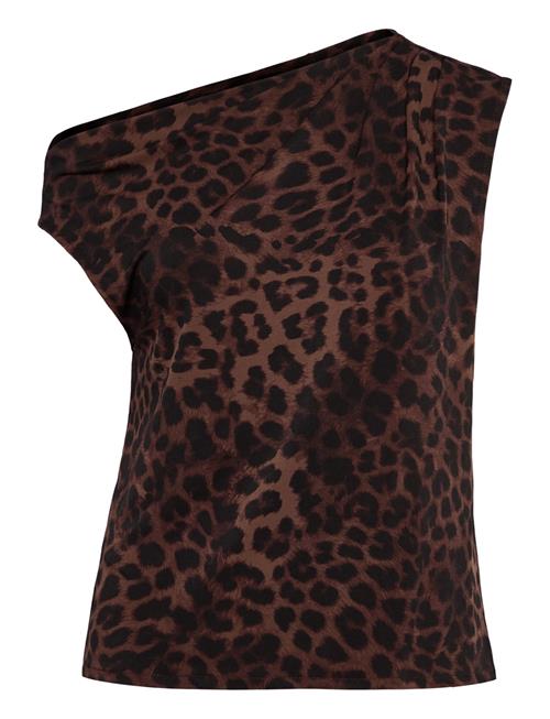 Mango | Leopard-Print Top With Asymmetrical Collar | S
