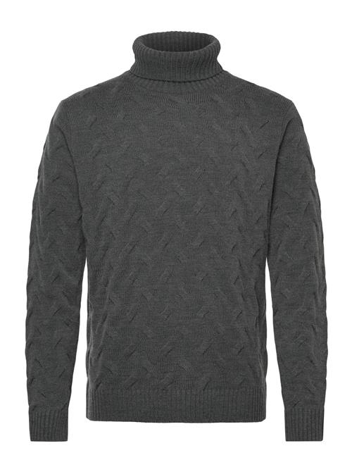 Lindbergh Black | 1927 Merino Blend Texture Roll Neck | XXXL
