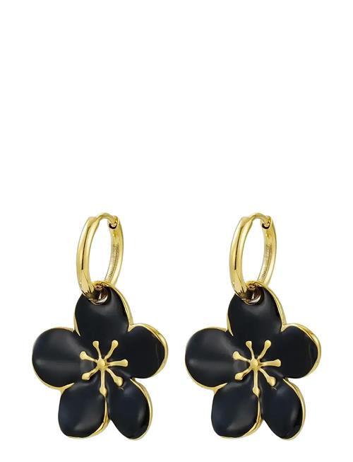 Bud to rose | Calista Enamel Earring Black/Gold | ONE SIZE