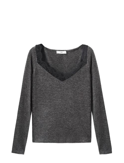 Mango | Lace-Trimmed Scoop-Neck Top | S