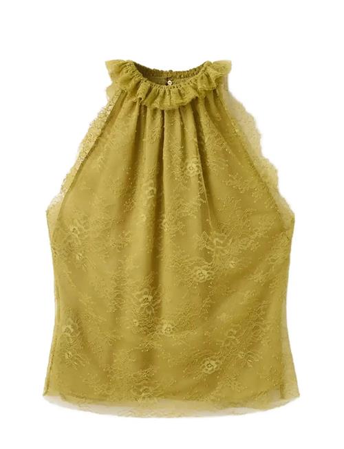 Mango | Lace Top With Ruff Collar | L