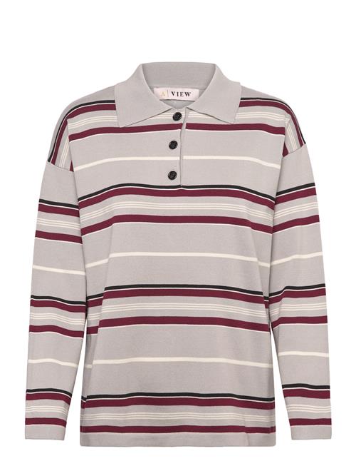 A-View | Polo Long Sleeve Stripe Knit Blouse | M