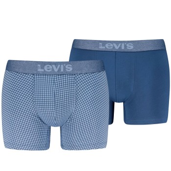 Levis 2P Boxer Briefs Cotton Check Blå bomuld Medium Herre