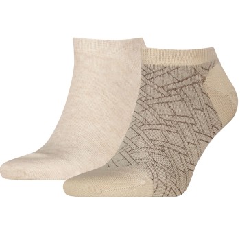 Tommy Hilfiger Strømper 2P Cotton Sneaker Socks Patterned Sand Str 43/46 Herre