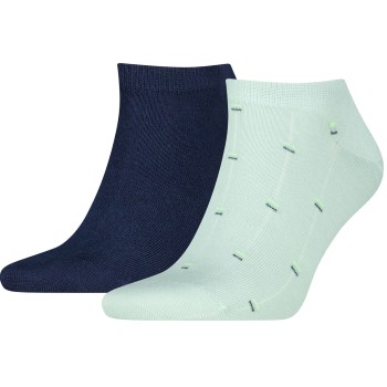 Tommy Hilfiger Strømper 2P Cotton Sneaker Socks Small Pattern Blå/Grøn Str 43/46 Herre