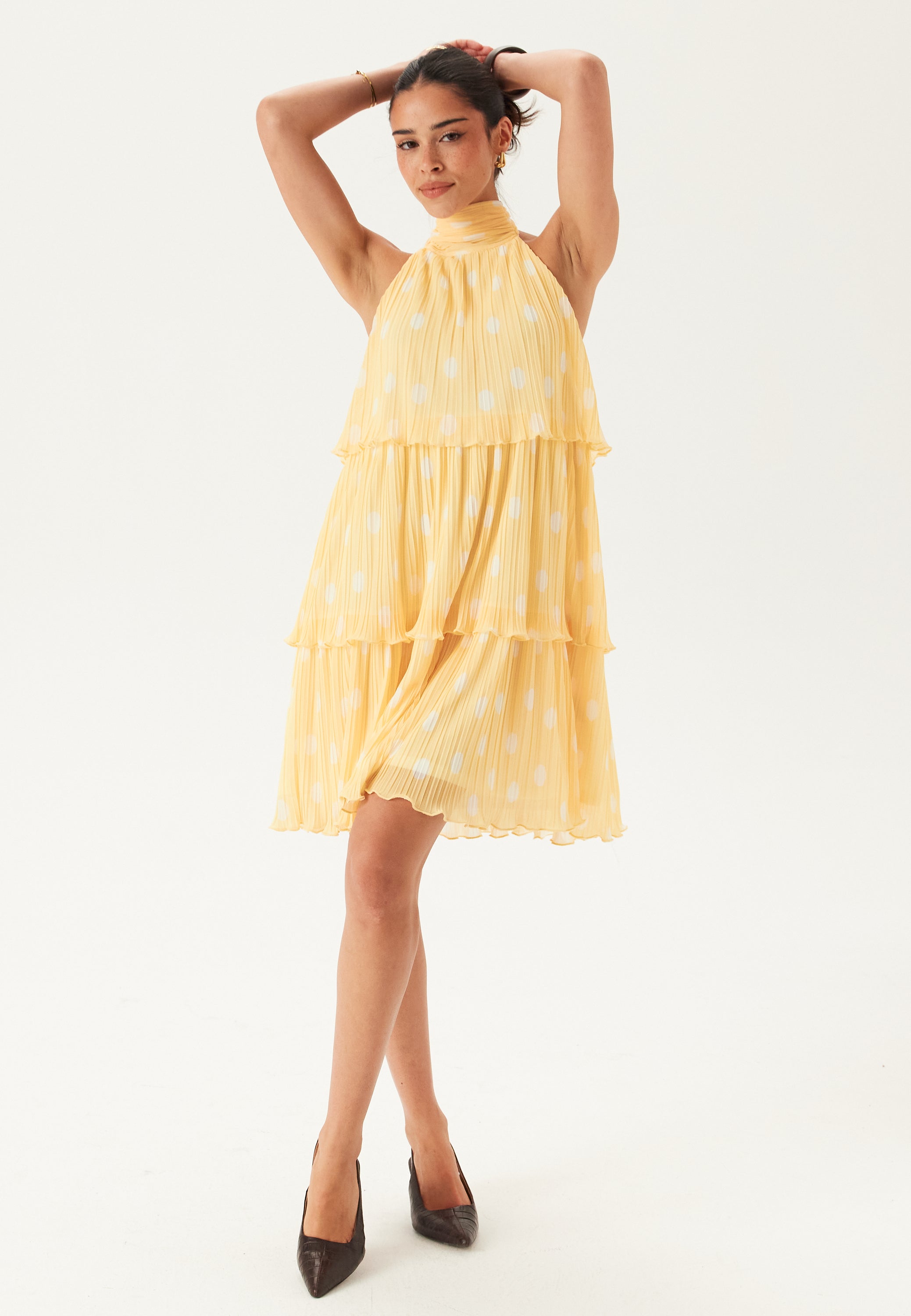 BUBBLEROOM Pleated Flounce Mini Dress