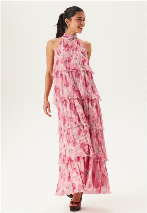 BUBBLEROOM Pleated Flounce Maxi Dress