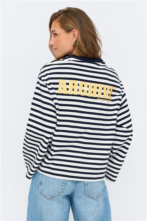Gina Tricot - Stripe long sleeve tee - Langærmede toppe - Blå - M - Dame