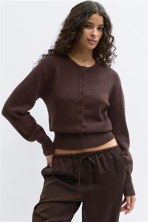 Gina Tricot - Knitted cardigan - Cardigans - Brun - XL - Dame