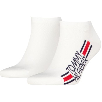 Tommy Hilfiger Strømper 2P Cotton Logo Stripe Sneaker Socks Hvid Str 39/42 Herre
