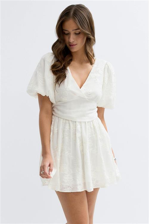 Gina Tricot - Embroidered mini dress - korte kjoler - Hvid - 42 - Dame