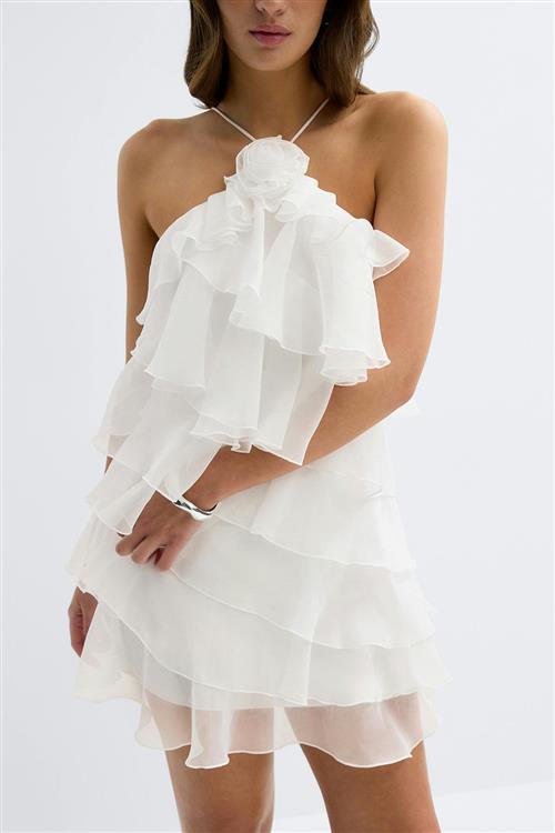 Gina Tricot - Frill mini dress - korte kjoler - Hvid - 38 - Dame