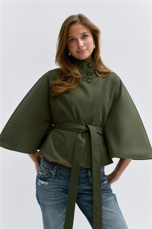 Gina Tricot - 14+ belted trench cape - jakke - Grøn - XS/S - Dame