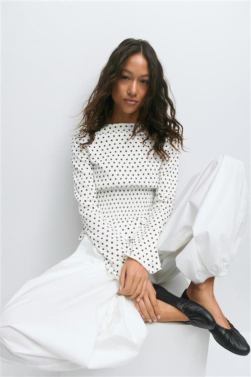 Gina Tricot - Long sleeve smock top - Langærmede toppe - Hvid - S - Dame