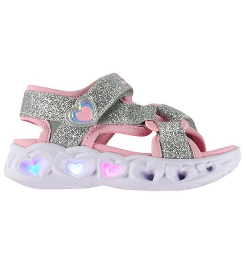 Skechers Sandaler m. Lys - Heart Lights - Sølv/Pink