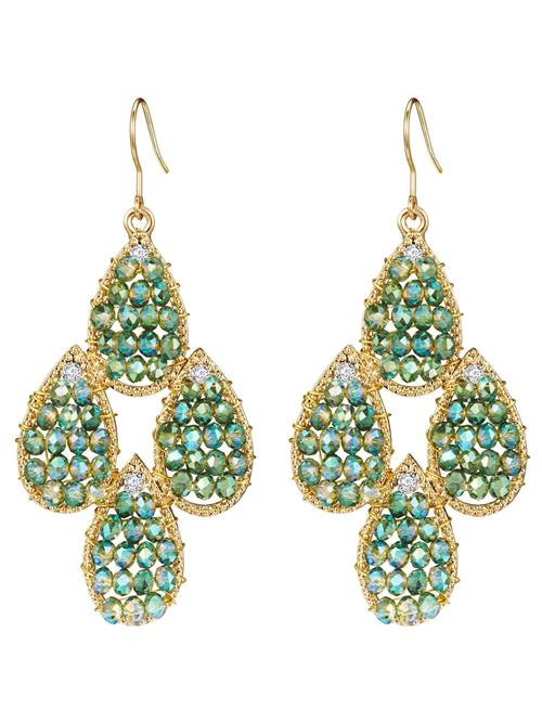 Lulu & Jane Øreringe  gylden gul / grøn