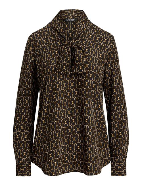 Lauren Ralph Lauren | Chain-Print Crepe Tie-Neck Blouse | L