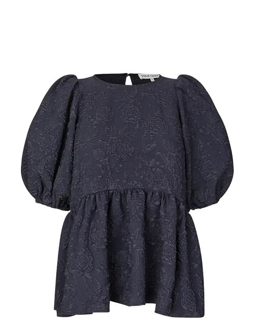 STINE GOYA | Stretch Jacquard, Puff Sleeve Peplum Top | XL