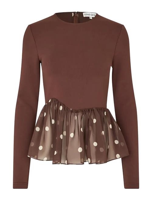 STINE GOYA | Jersey / Georgette Combo, Asymmetrical Draped Top | XL