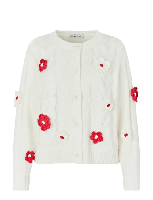 STINE GOYA | Cotton Wool Yarn, Crewneck Cable Cardigan | S