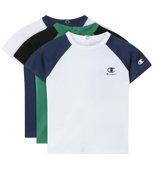 Champion T-shirt - 3-pak - Navy/Grøn/Hvid