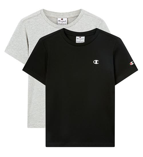 Champion T-shirt - 2-pak - Black/Grey Melange
