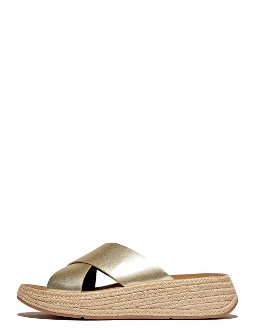 FitFlop | F-Mode Espadrille Leather Flatform Cross Slides | 36