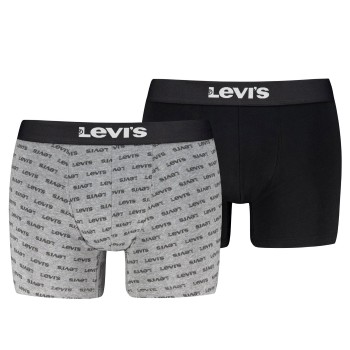Levis 2P Men Logo Boxer Briefs Grå/Sort bomuld Large Herre