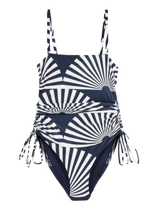 Next Formgivende badedragt  mørkeblå / hvid