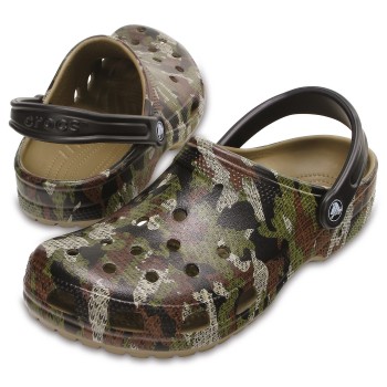 Crocs Classic Camo Clog Unisex Grøn Mønster US J1 (EU 32-33)