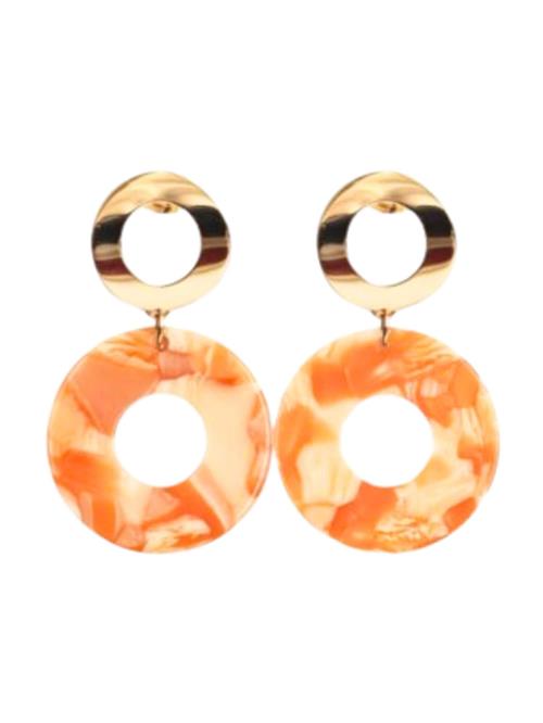 Fräulein Wunder Øreringe 'Adua'  guld / fersken / orangerød