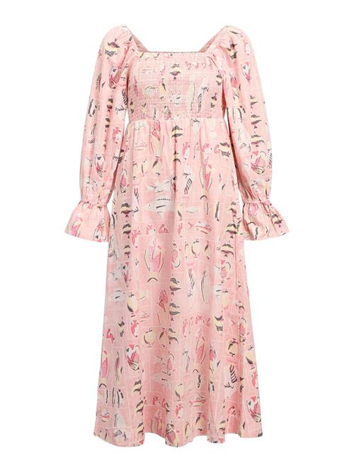 OBJECT Kjole 'OBJAibizi'  lysegul / pastelrød / sort / hvid