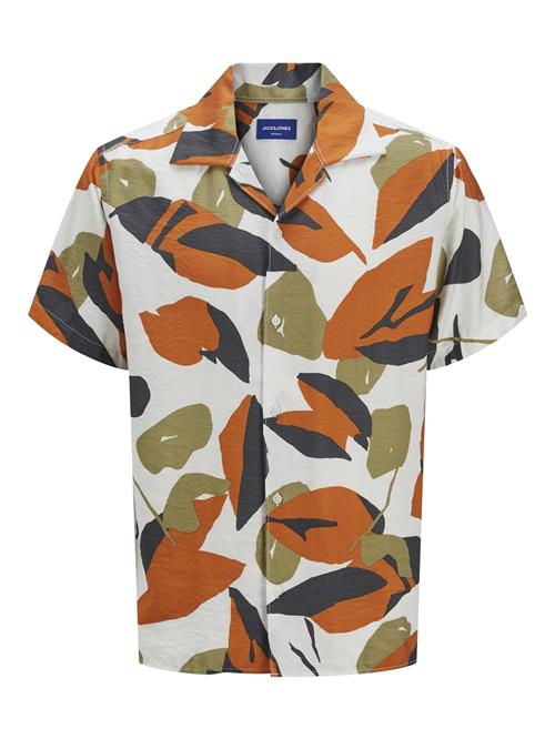 JACK & JONES Skjorte  khaki / mørkeorange / sort / offwhite