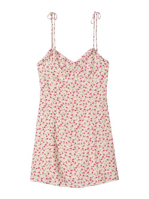 Bershka Sommerkjole  creme / oliven / pink / lys pink