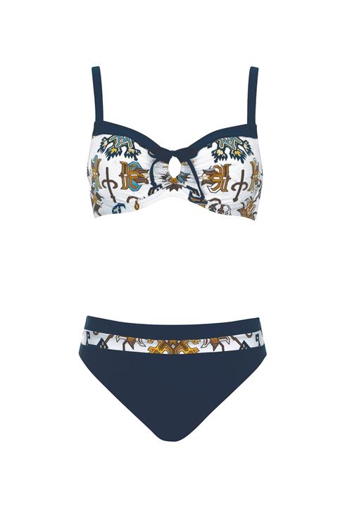 SUNFLAIR Bikini  navy / cognac / mørkebrun / hvid