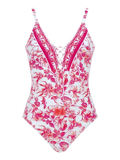 OLYMPIA Badedragt  pink / lyserød / hvid