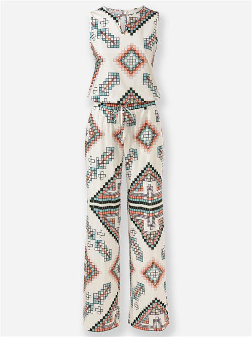 heine Jumpsuit  creme / turkis / orange / sort