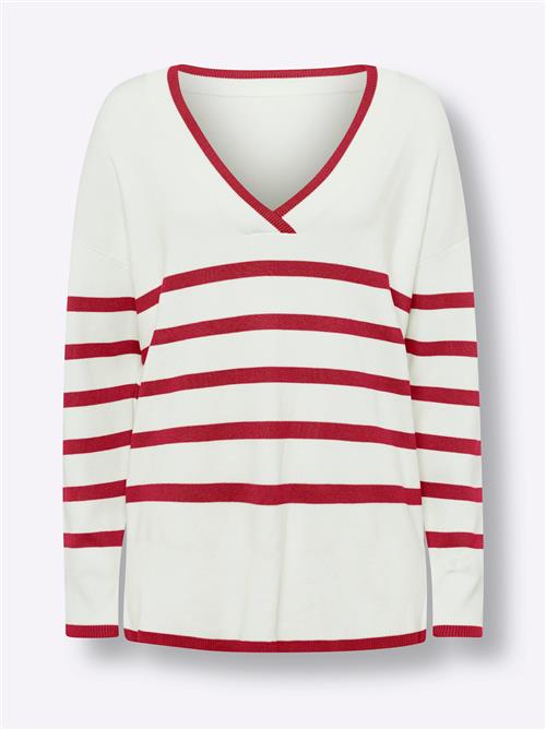 heine Pullover  ecru / rød
