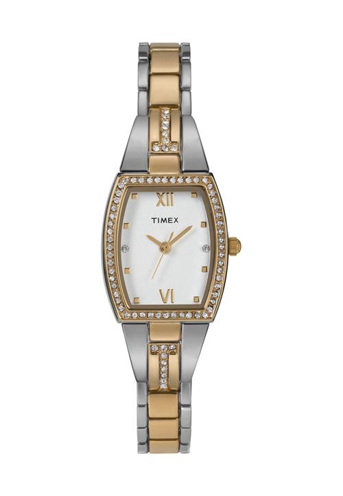 TIMEX Analogt ur 'Timex Main Street Tonneau'  guld / sølvgrå