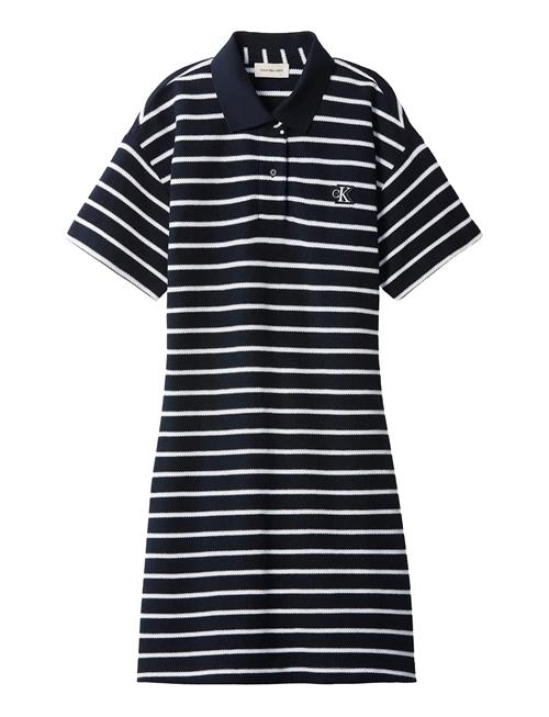 Calvin Klein Jeans | Ss Striped Pique Polo Mini Dress | XXS