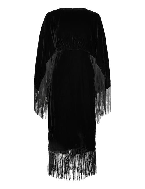 Malina | Tara Fringe Velvet Midi Dress | 34