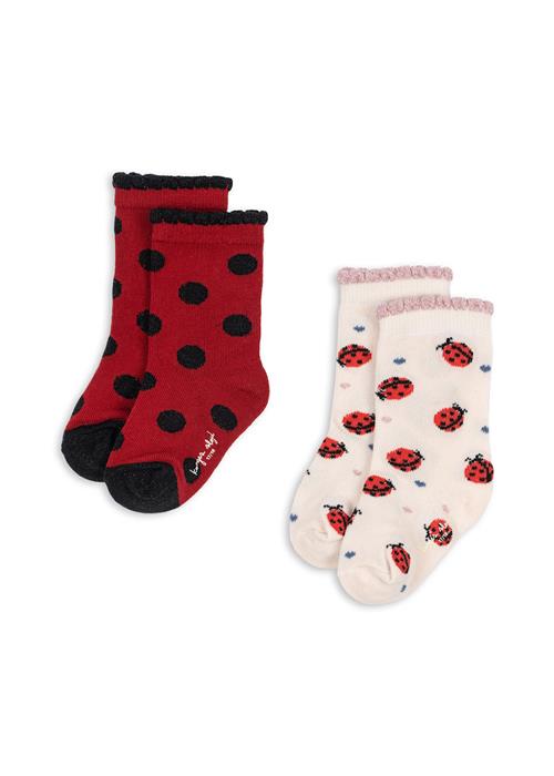 Konges Sløjd Ladybug 2-pak Jacquard-strømper Ladybug  Ladybug 22-24 EU  Rød  22-24 EU  kvinde