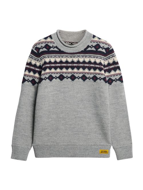 Superdry & Co Pullover 'FAIRISLE'  natblå / grå-meleret / mørkegrøn / hvid