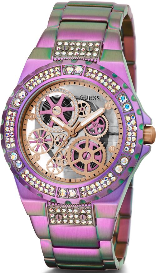GUESS Analogt ur  bronze / basalgrå / orkidee / sølv