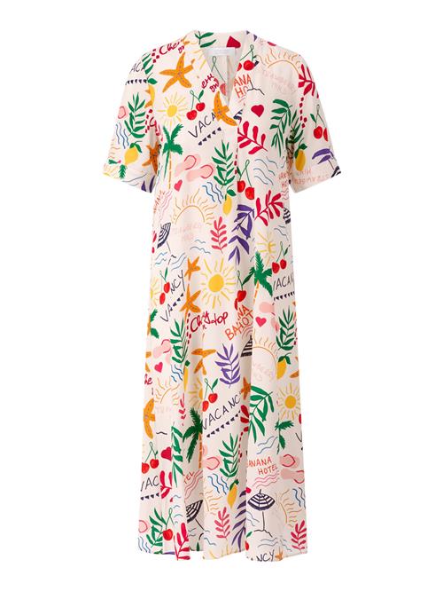 Rich & Royal Kjole  græsgrøn / lyselilla / orangerød / offwhite