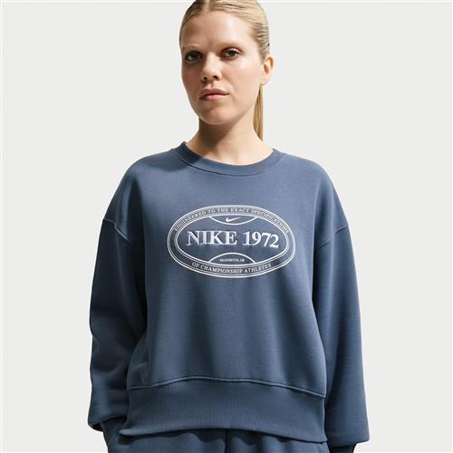 Oversized Nike Phoenix Fleece-sweatshirt med rund hals til kvinder - blå