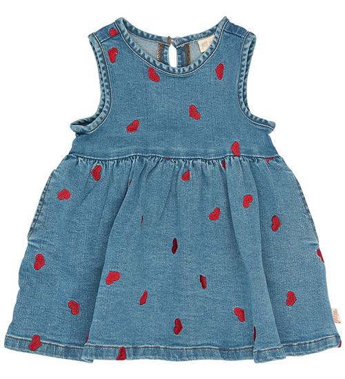 Petit Piao Kjole - PpEva - Light Blue Denim m. Hjerter