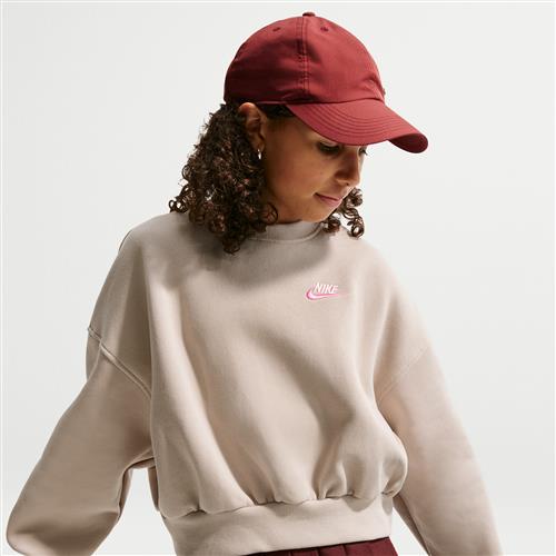 Nike Club Fleece-sweatshirt med firkantet pasform og rund hals til piger - brun