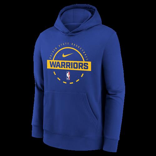 Golden State Warriors Club Nike NBA Practice-pullover med hætte til børn - blå