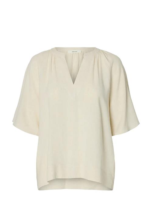 Selected | Slfviva 2/4 V-Neck Linen Blend Top Noos | 36